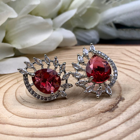 Red Stone Zircon Earrings