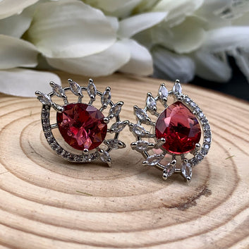 Red Stone Zircon Earrings