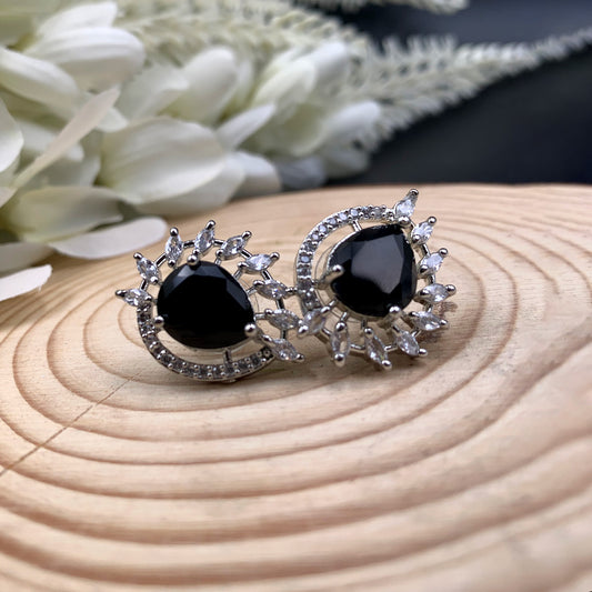 Black Stone Zircon Earrings