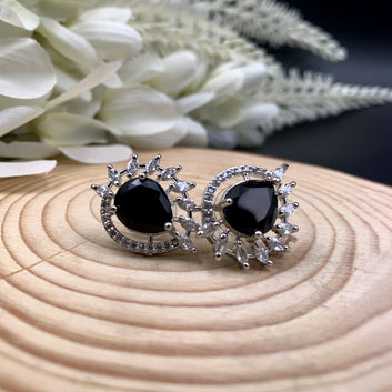 Black Stone Zircon Earrings