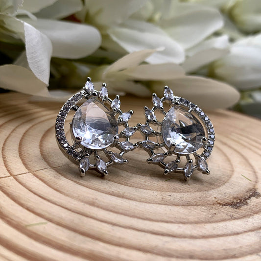 White Stone Zircon Earrings