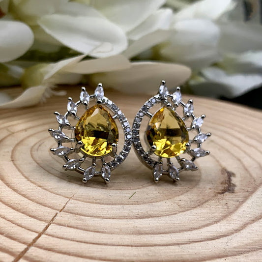 Yellow Stone Zircon Earrings
