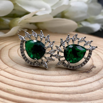 Green Stone Zircon Earrings