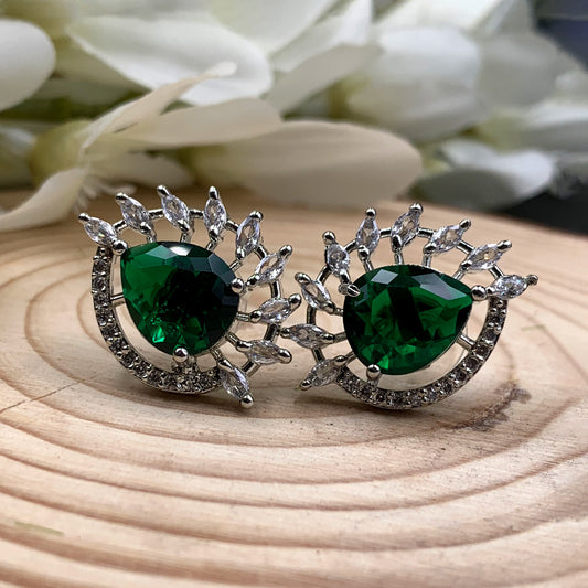 Green Stone Zircon Earrings