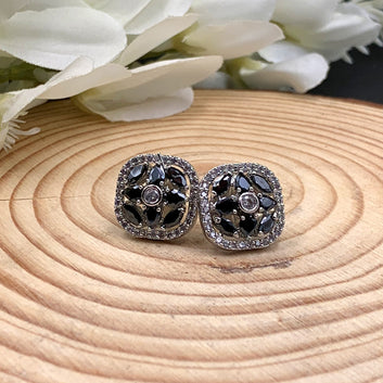 Black Stones Zircon Earrings