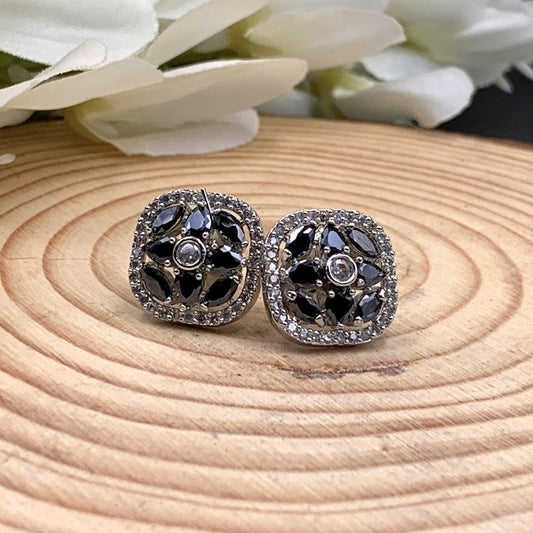 Black Stones Zircon Earrings