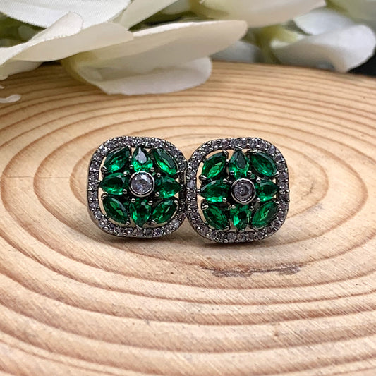 Green Stones Zircon Earrings