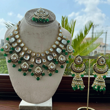 Decorated Stones & Pearl Kundan Necklace Set