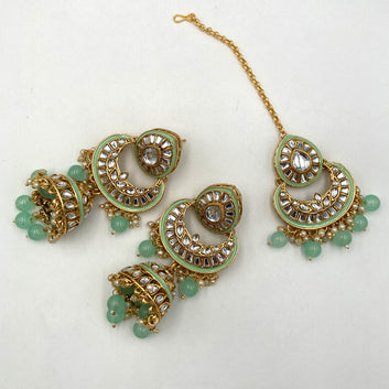Decorated Stones & Pearl Kundan Necklace Set
