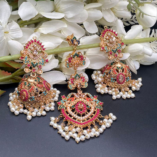 Multi Color Decorated Stones Nauratan Bindiya Earrings