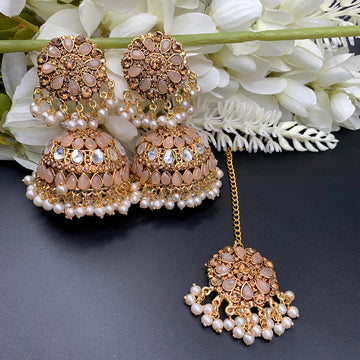 Kundan Jhumar Earrings With Teeka