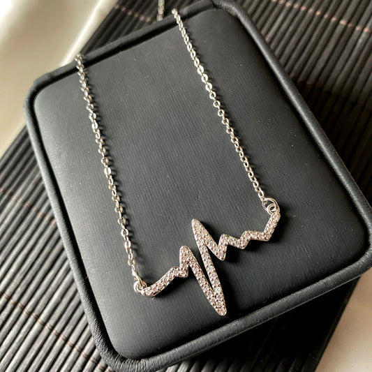 Heartbeat Silver Stainless Steel Necklace