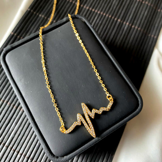 Heartbeat Golden Stainless Steel Necklace
