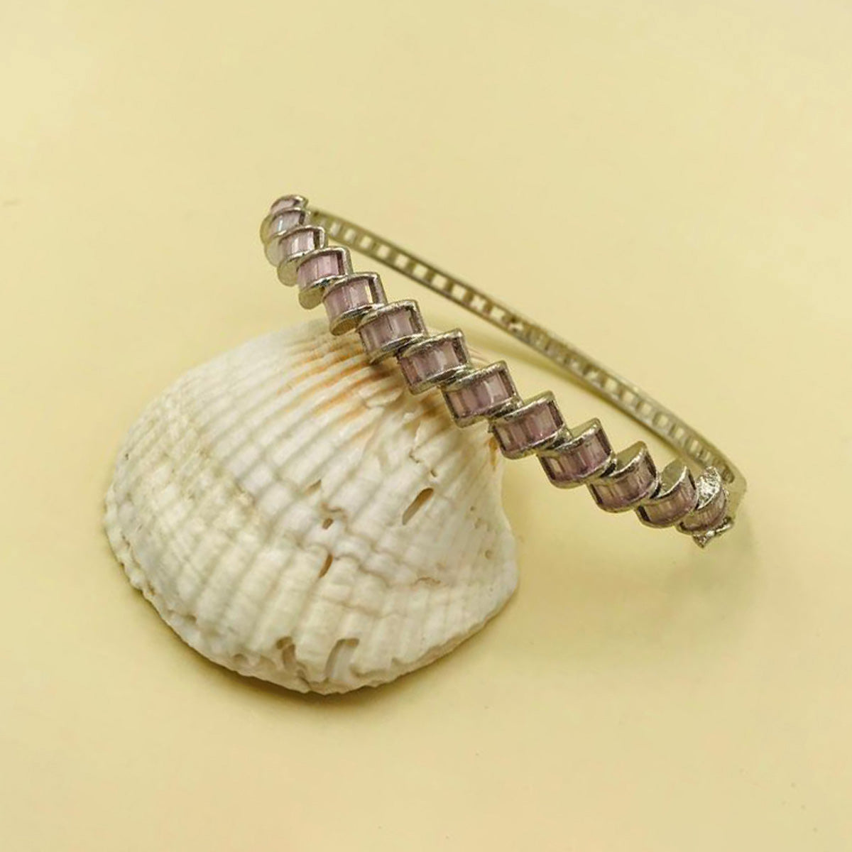 Baby Pink Silver Base Kara Bracelet