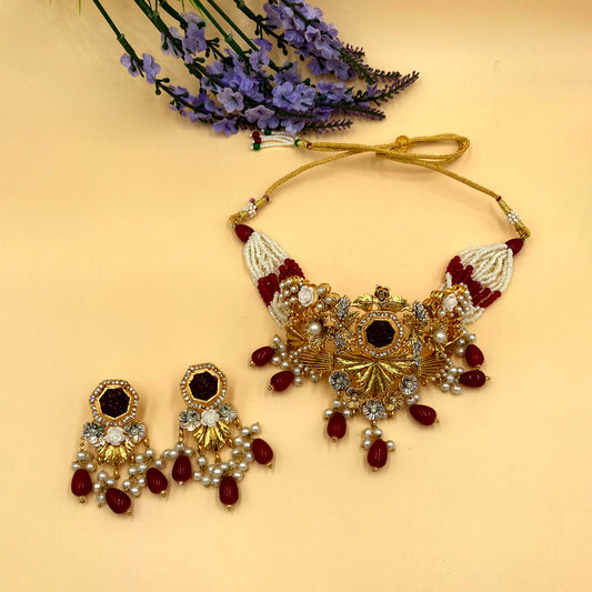 Elsa Crushed Stone Necklace & Earrings Set