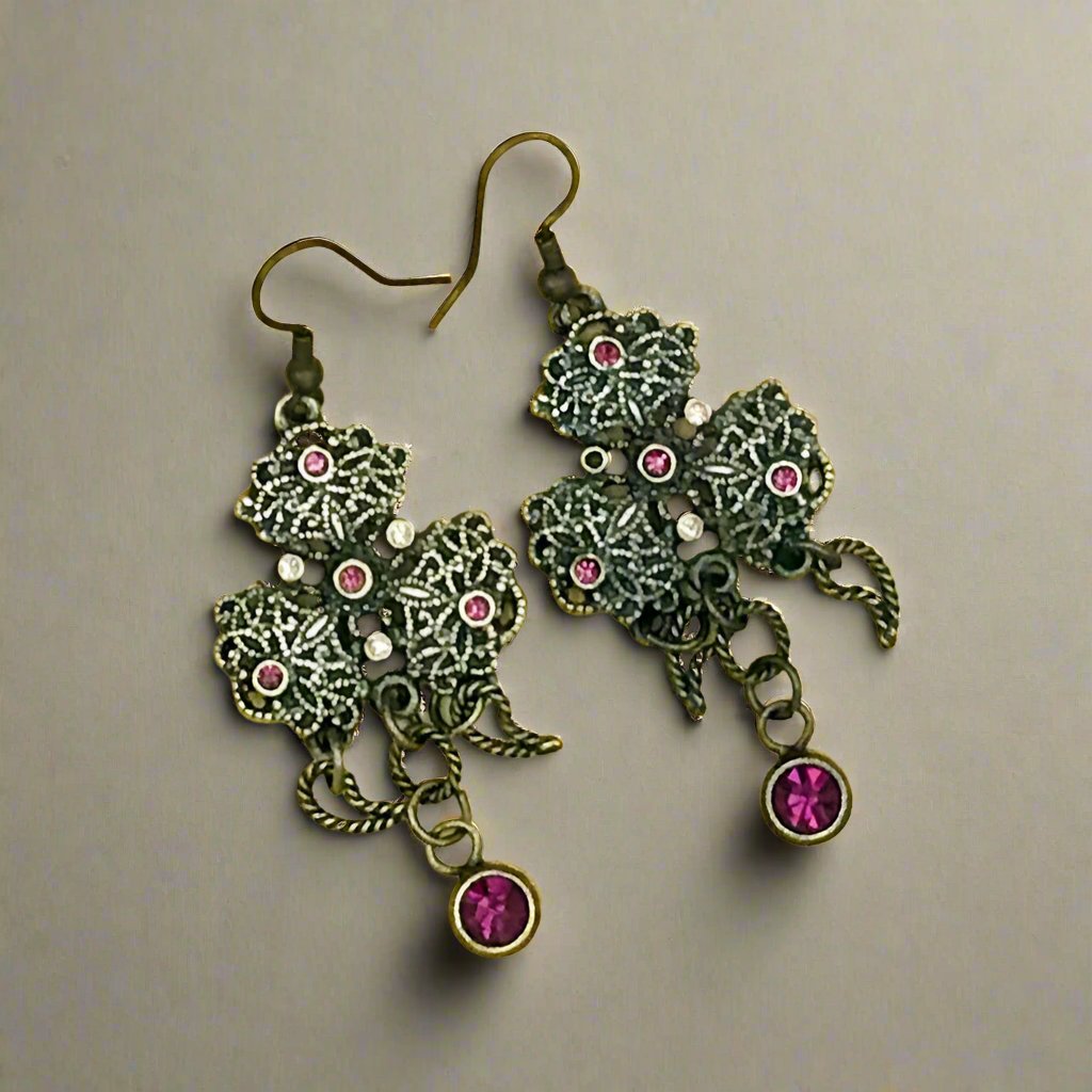 Baby Pink Cluster Oxidised Earrings