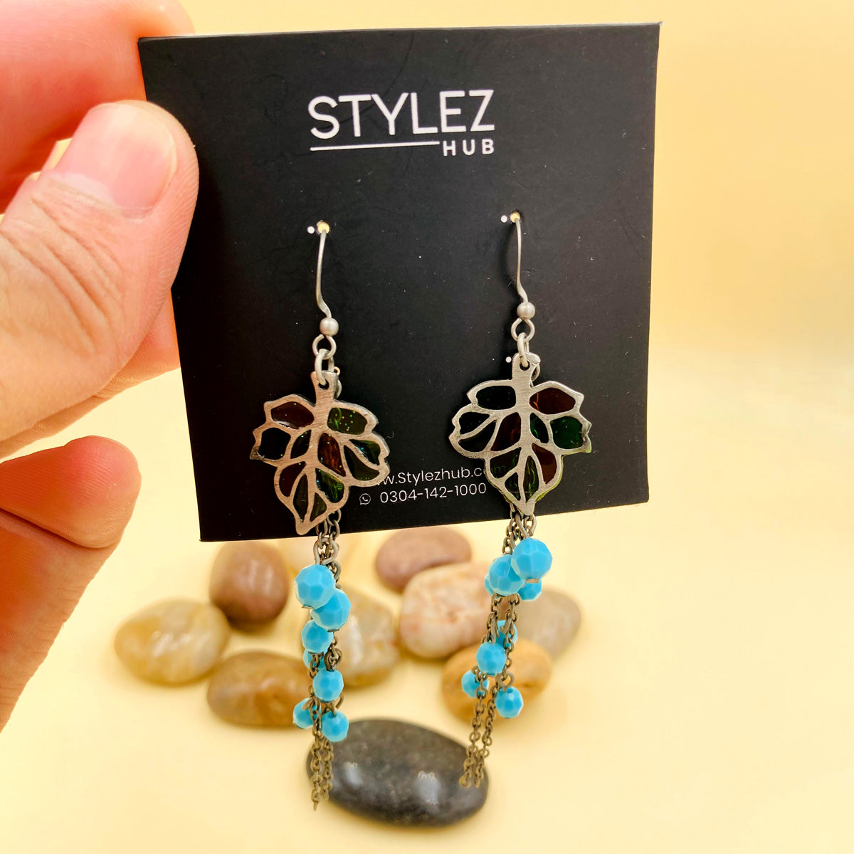 Cyan Cluster Oxidised Earrings