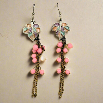 Pink Cluster Oxidised Earrings