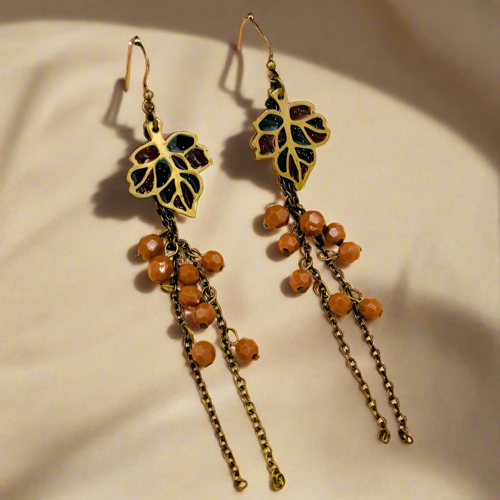 Brown Cluster Oxidised Earrings