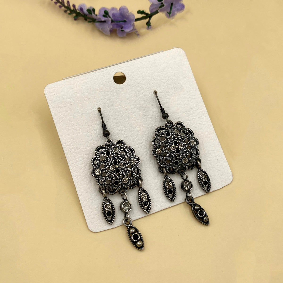 Black & White Pandora Oxidised Earrings