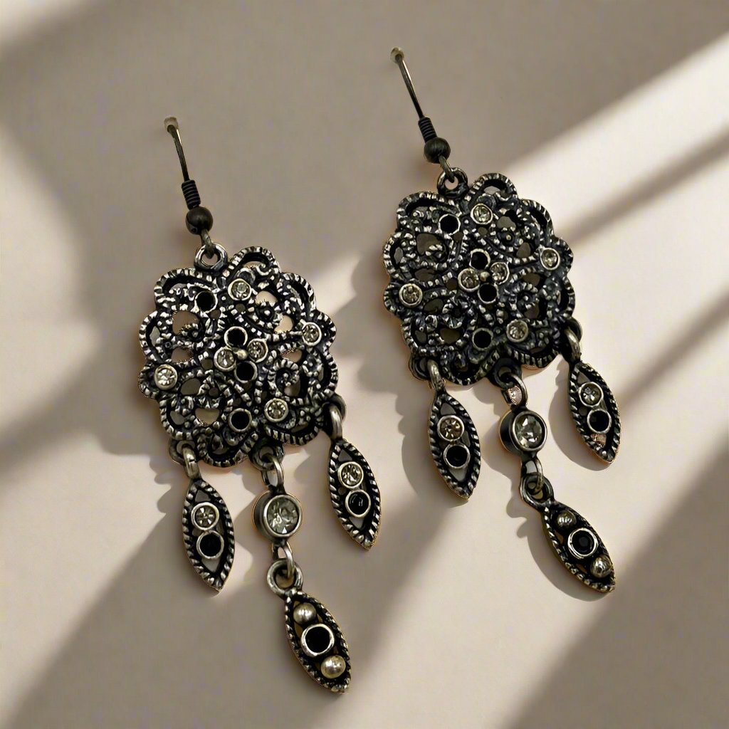 Black & White Pandora Oxidised Earrings