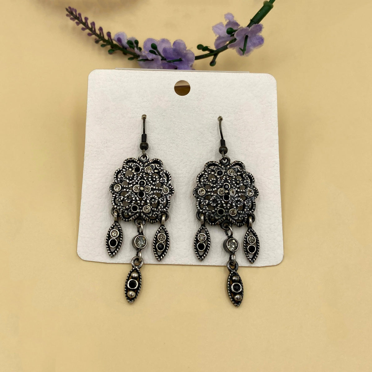 Black & White Pandora Oxidised Earrings