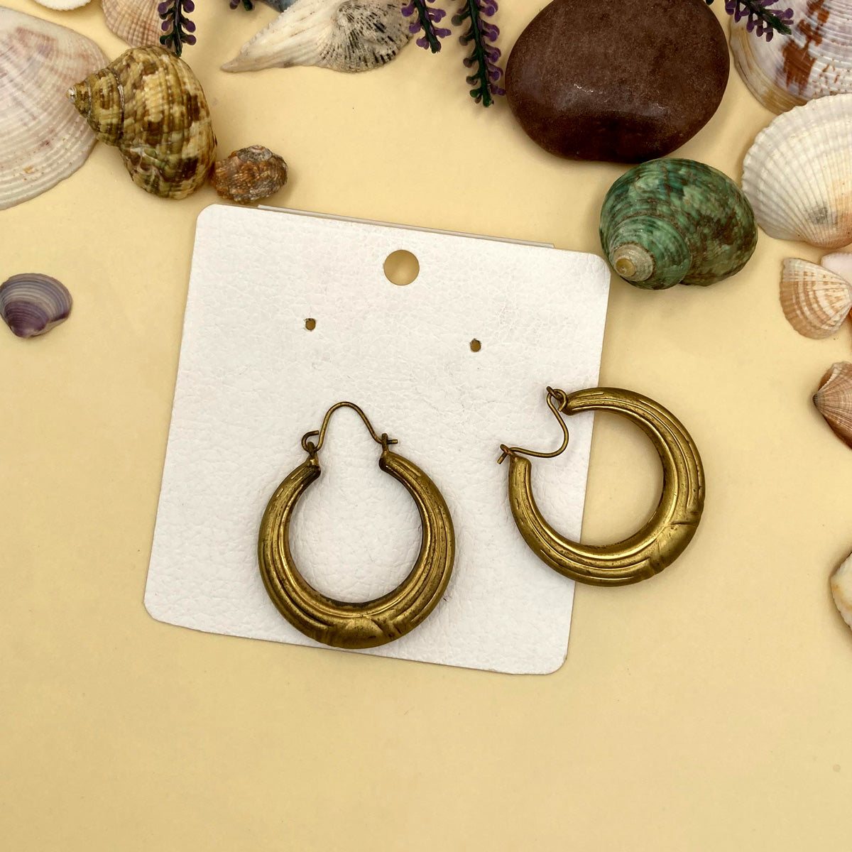 Hoops Golden Oxidised Earrings