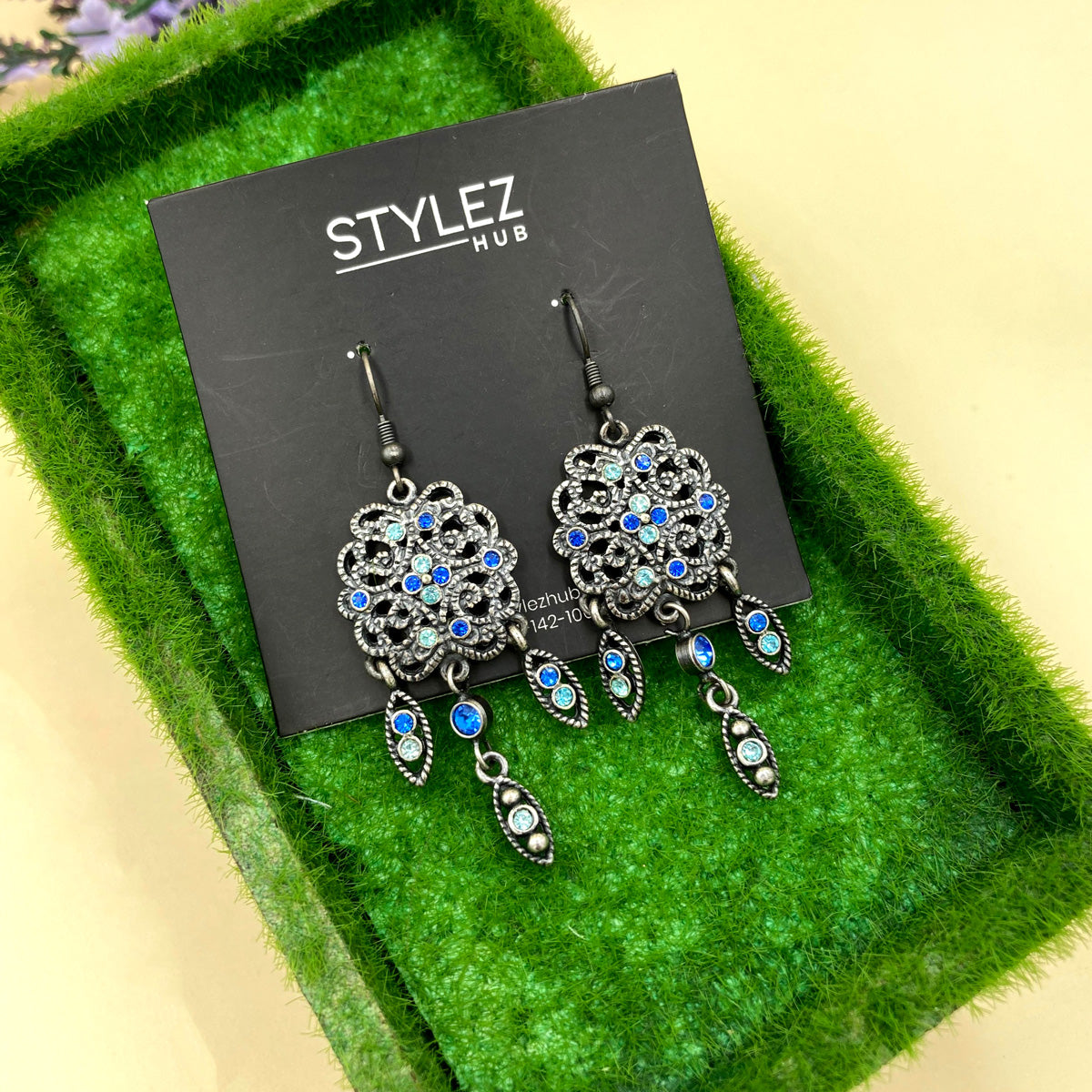 Blue & Green Pandora Oxidised Earrings