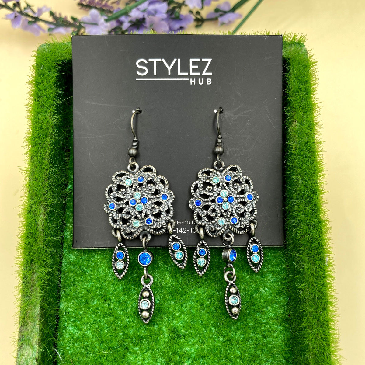 Blue & Green Pandora Oxidised Earrings