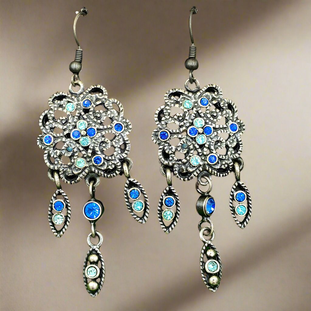 Blue & Green Pandora Oxidised Earrings