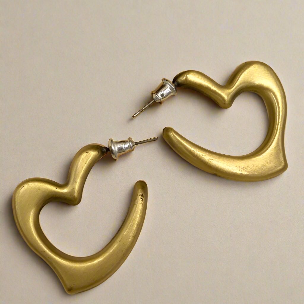 Hoops Golden Oxidised Earrings