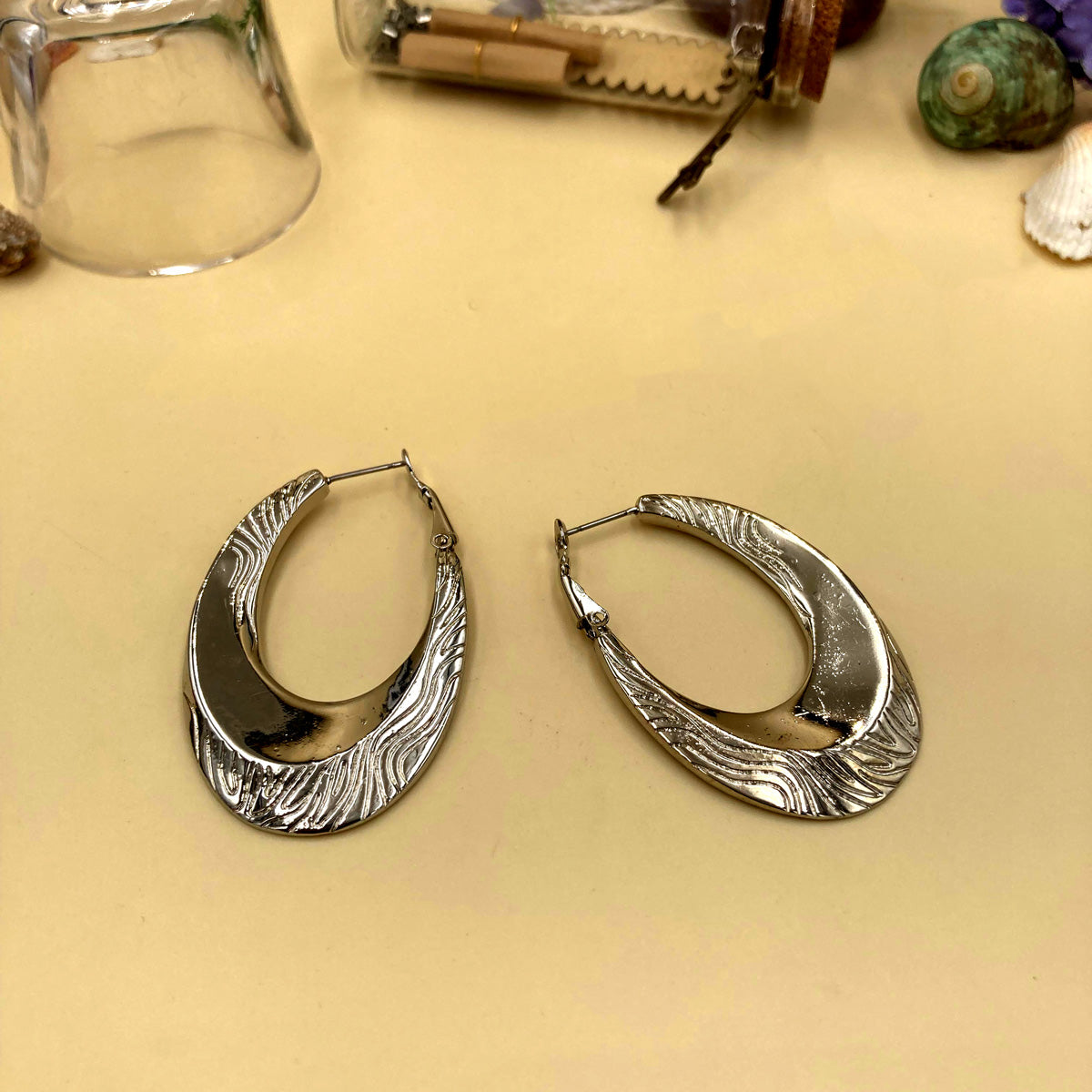 Hoops Silver Oxidised Earrings