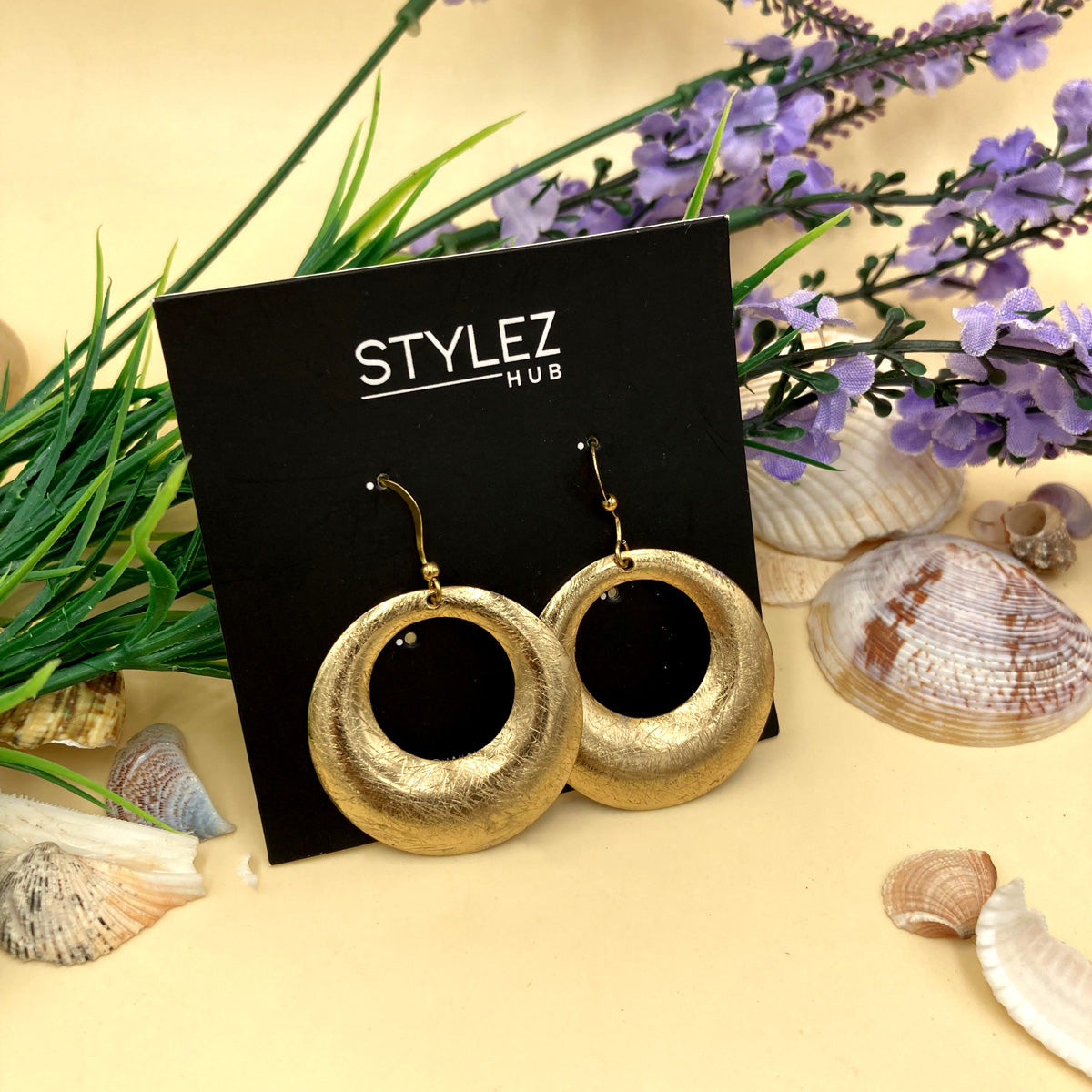 Hoops Golden Oxidised Earrings