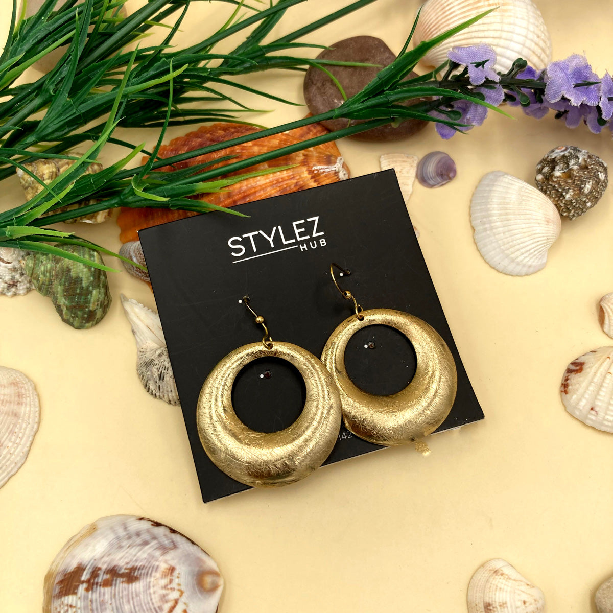 Hoops Golden Oxidised Earrings