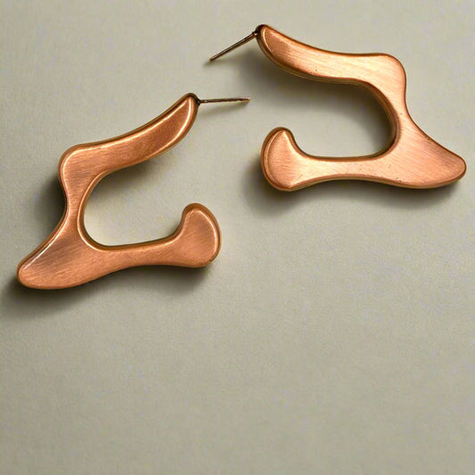 Large Hoop Studs Golden Oxidised Earrings