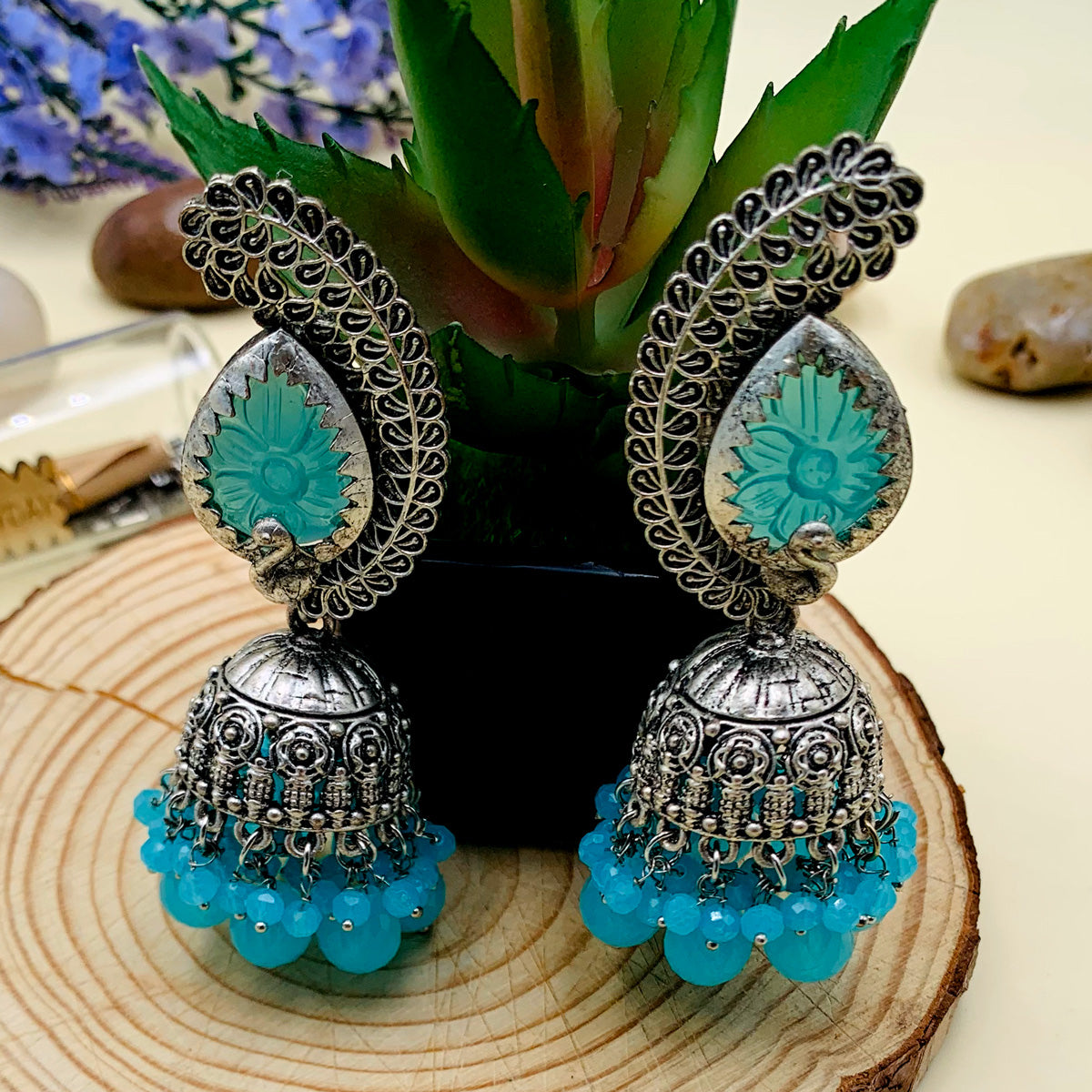 Antique Premium Oxidised Jhumka Earrings