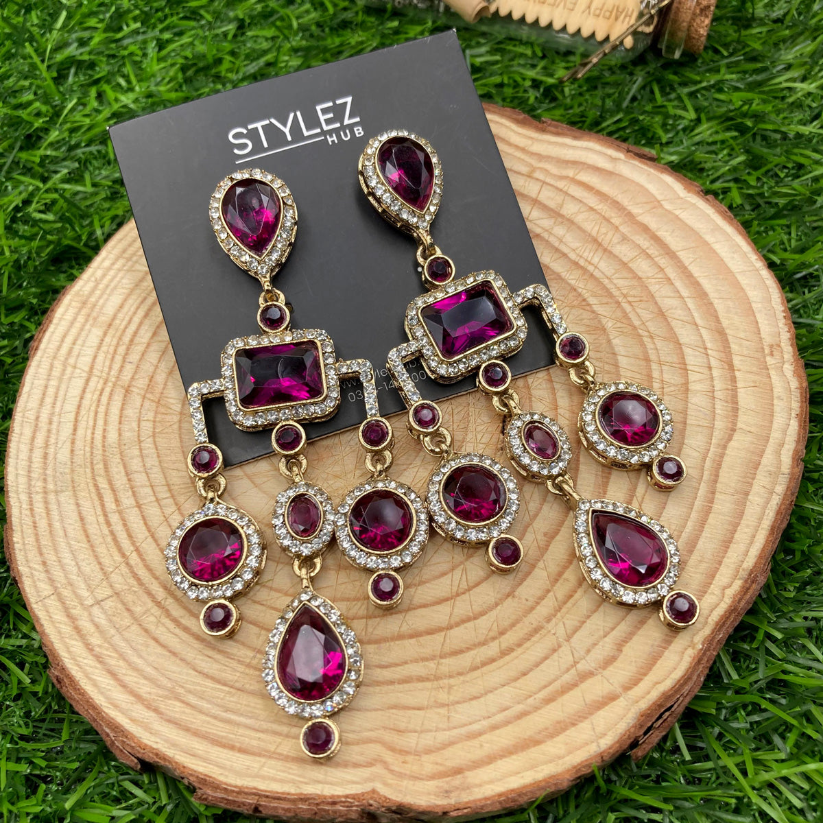 Purple Chandelier Zircon Earrings