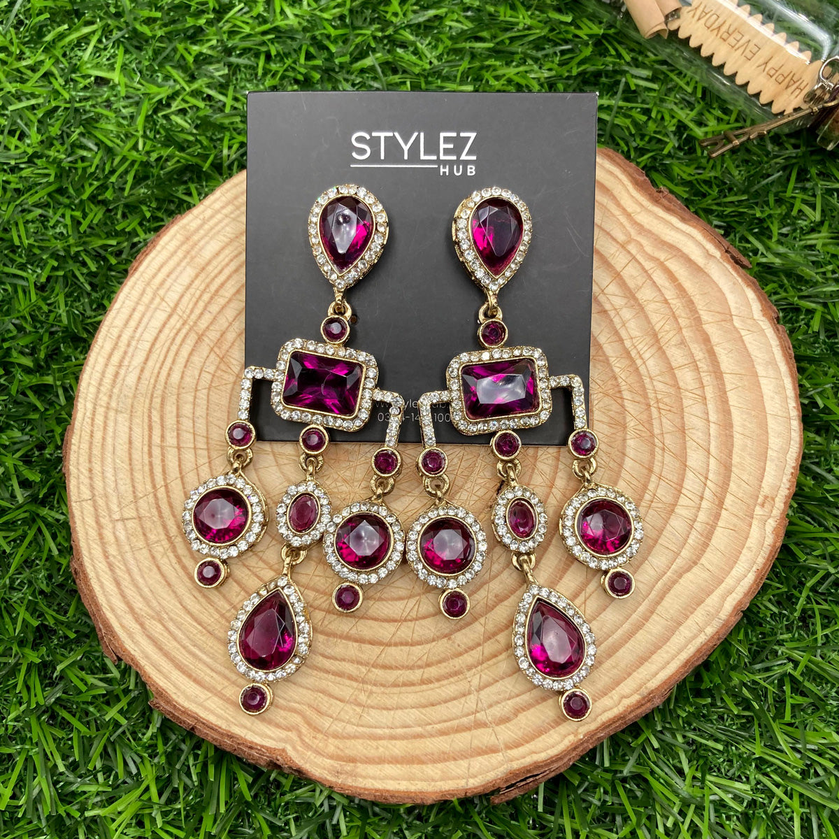 Purple Chandelier Zircon Earrings