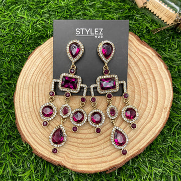 Purple Chandelier Zircon Earrings