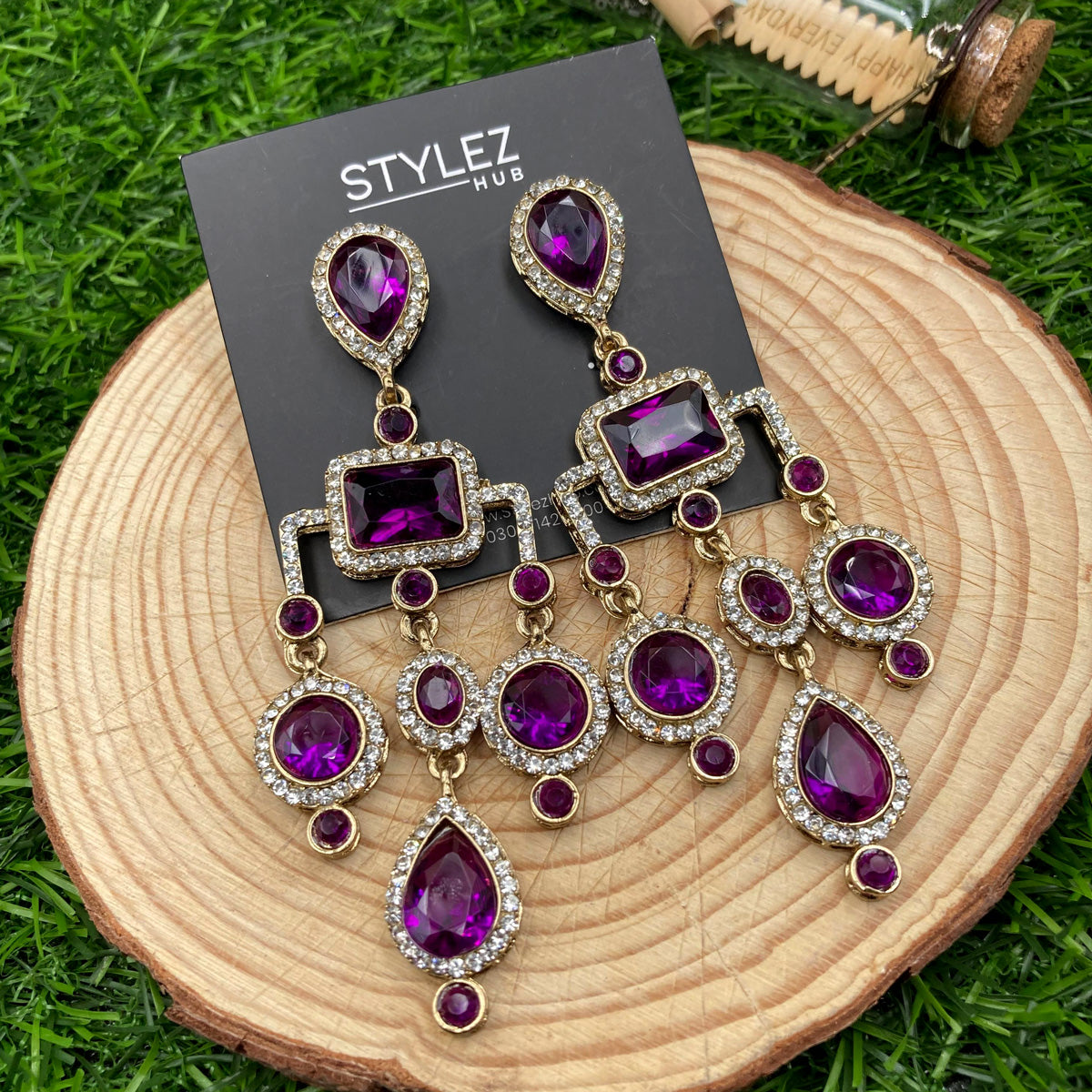 Violet Chandelier Zircon Earrings