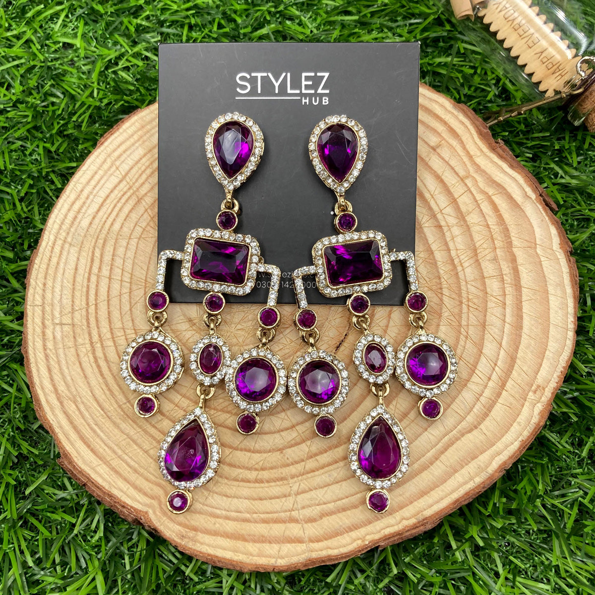 Violet Chandelier Zircon Earrings