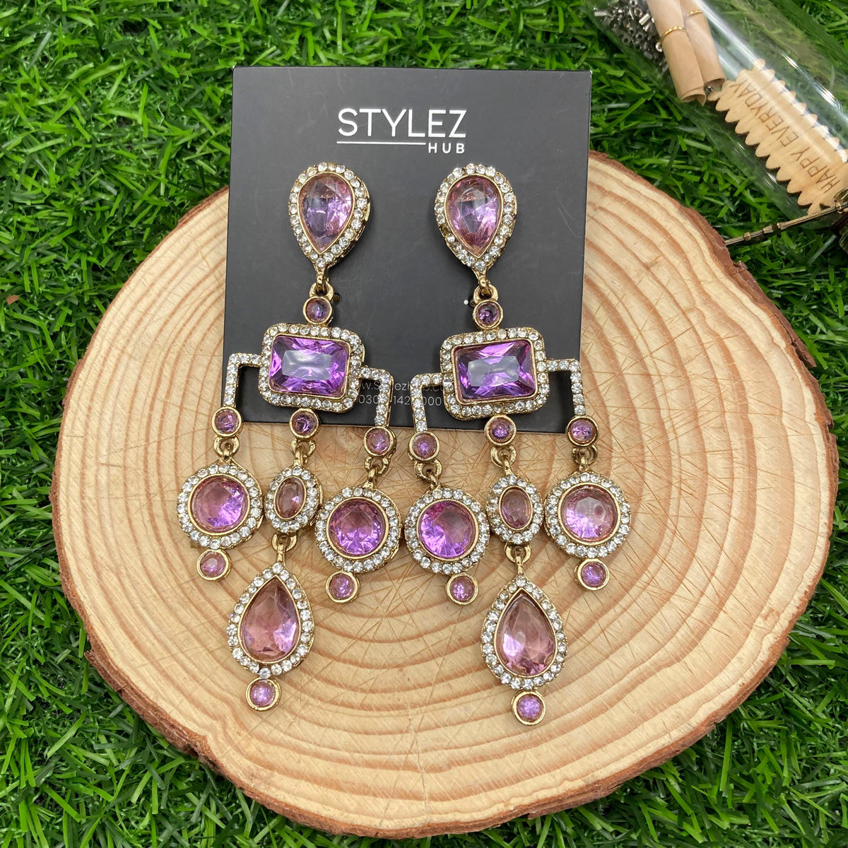 Light Purple Chandelier Zircon Earrings