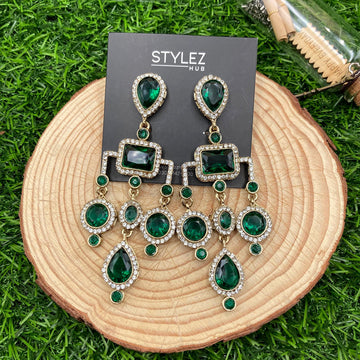 Green Chandelier Zircon Earrings