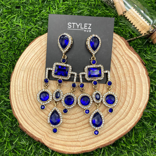 Royal Blue Chandelier Zircon Earrings