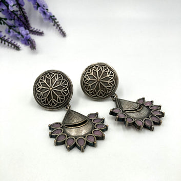 Suraj Lavender Premium Oxidised Earrings