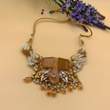 Bernadette Crushed Stone Necklace & Earrings Set