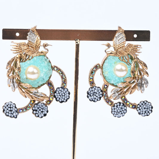 Crushed Stone Bird Earrings