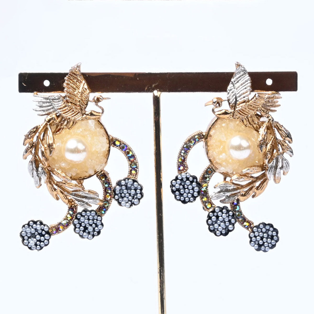 Crushed Stone Bird Earrings