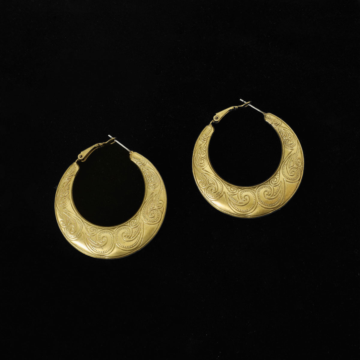 Large Hoops Golden Oxidised Earrings