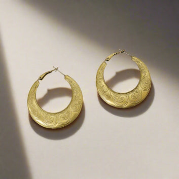 Large Hoops Golden Oxidised Earrings